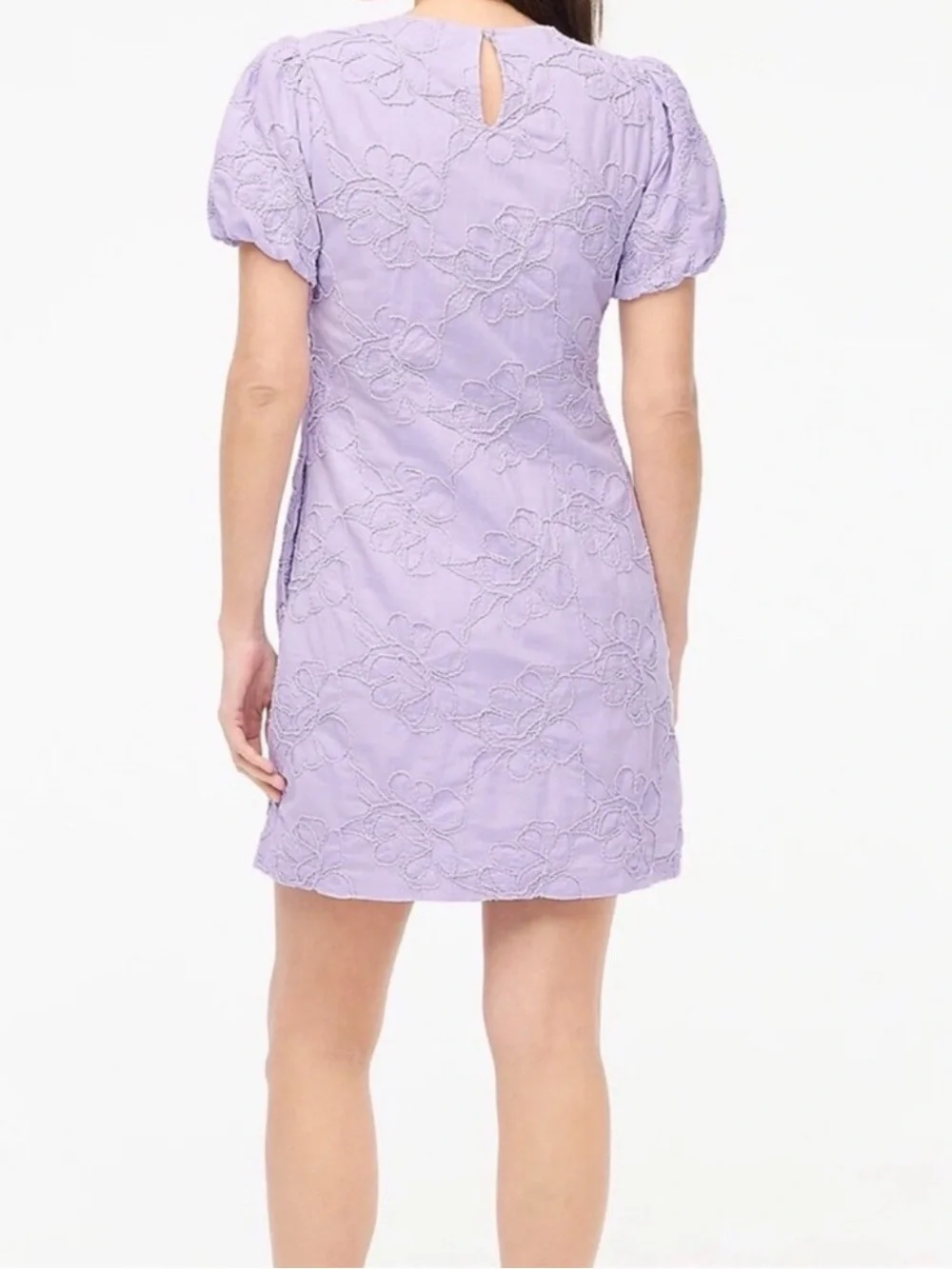 J. Crew Purple Lilac Eyelet puff-sleeve Cotton Mini Dress sz 14